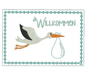 ITH - Postkarte Willkommen Storch